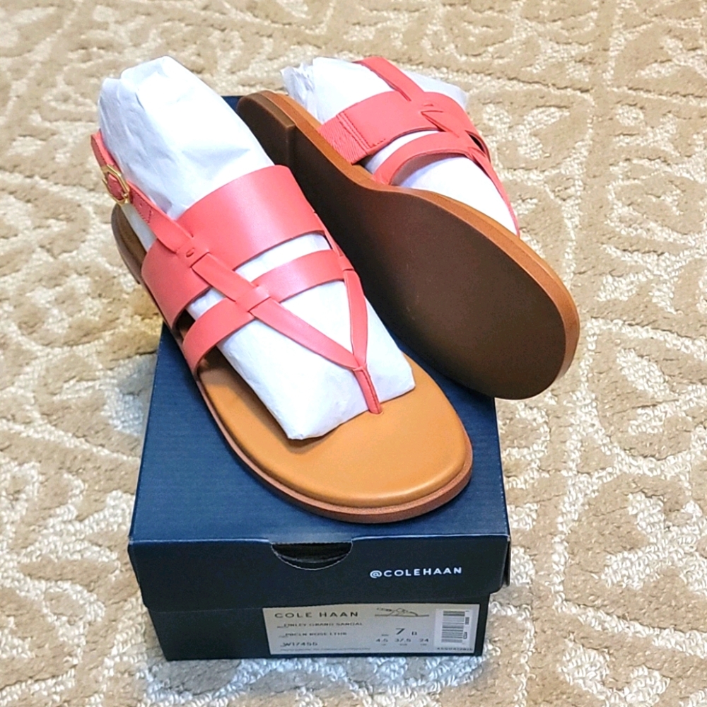 Cole Haan Finley Grand sandals, corral pink, 7